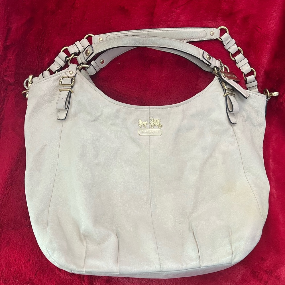 Coach Madison Cream Leather Shoulder Bag